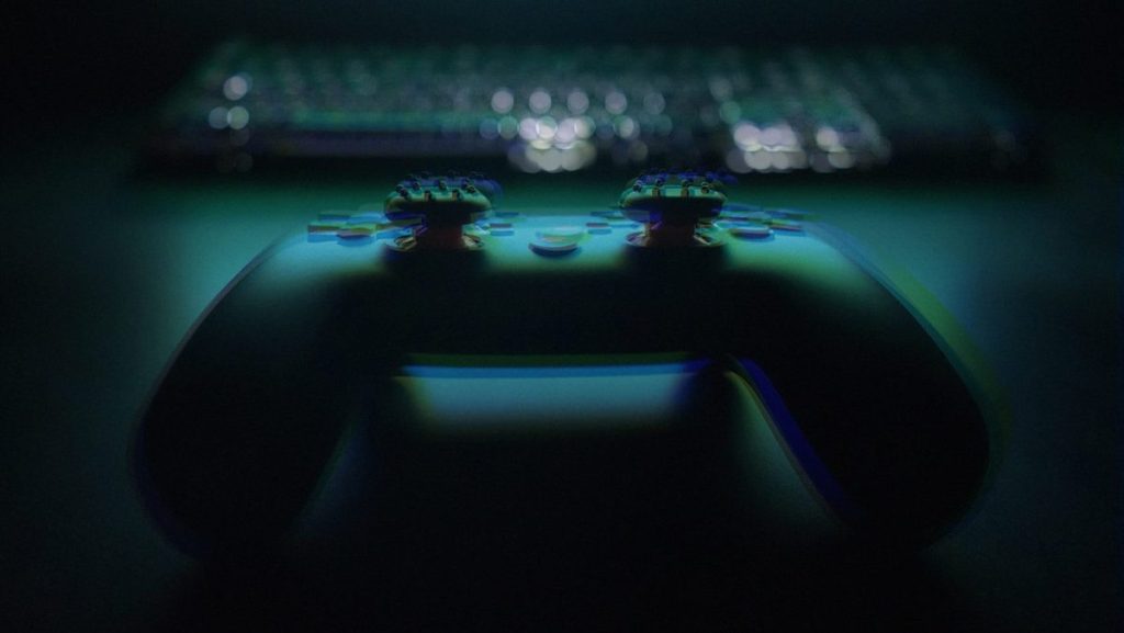 Video game controller and keyboard in low light